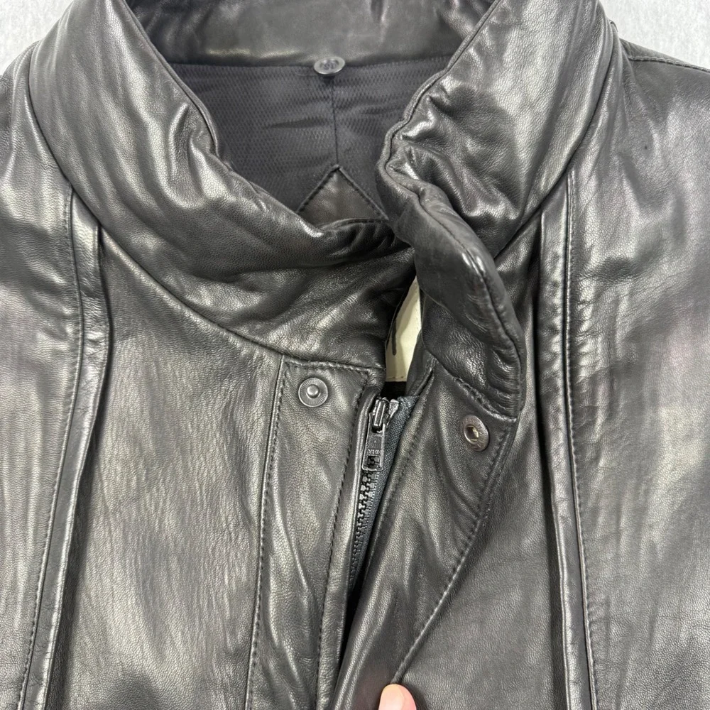 Vintage Remy Leather Jacket Men 46 Black Soft Lambskin Leather Full Zip USA